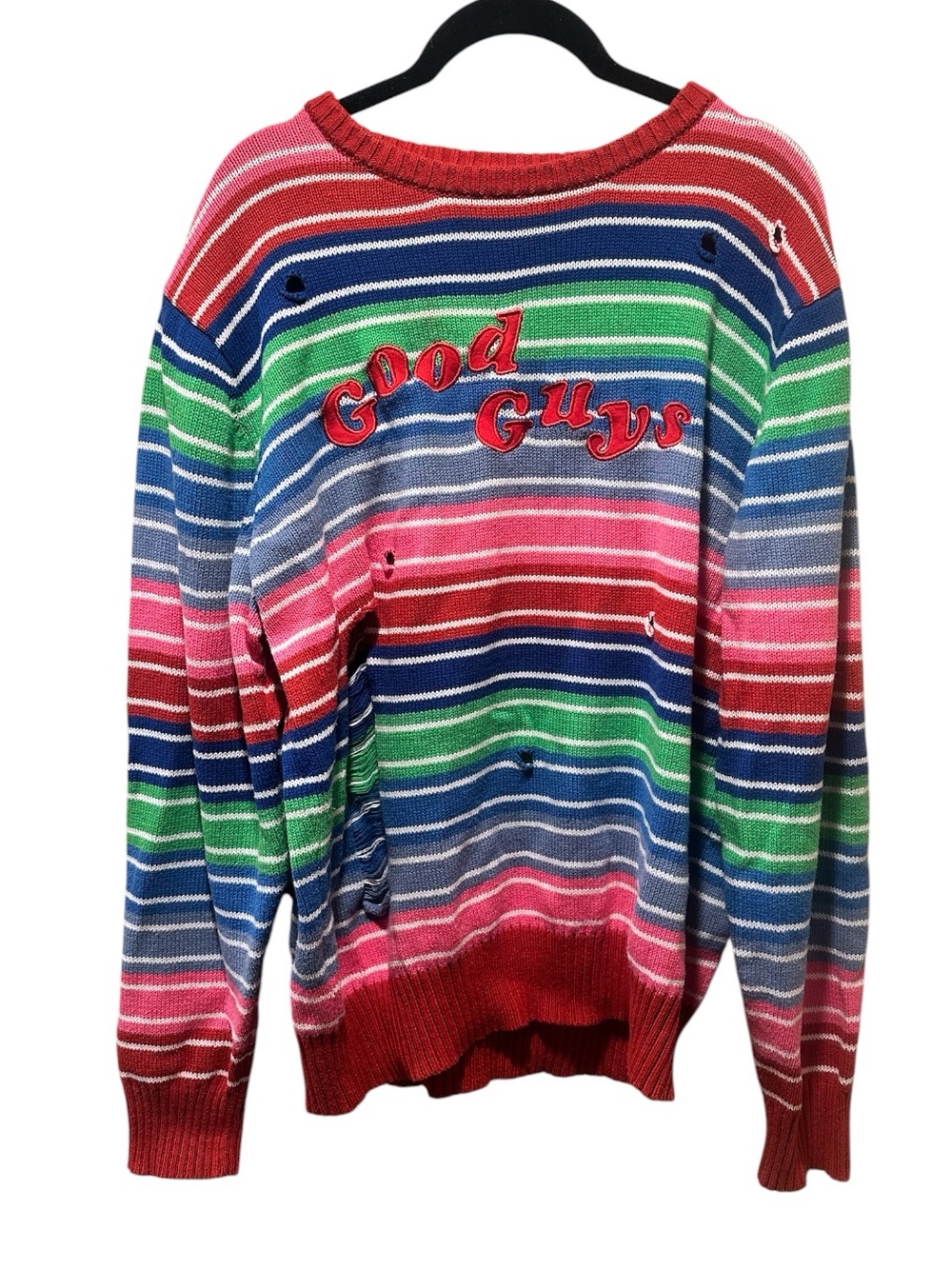 Multicolor Striped Chucky Good Guys Crewneck Sweater Size XL